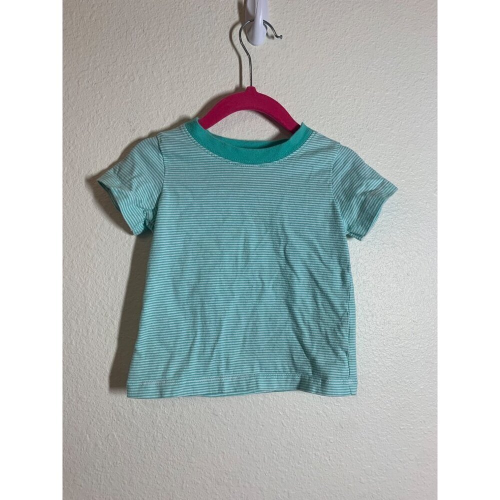 Carter's Striped Short Sleeve T-Shirt Baby Size 18 Months Green Casual I6